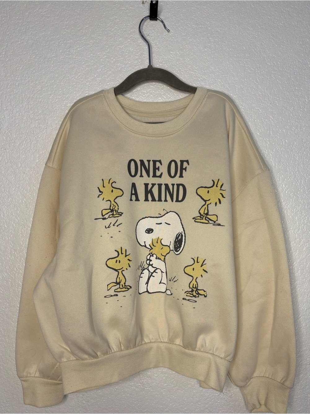 Peanuts Cream Crewneck Sweatshirt with Snoopy & Woodstock Graphic